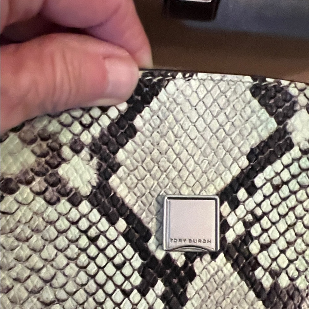 Tory Burch Snake-Print Shoulder Bag in Cream, Black and Brown - Picture 5 of 7